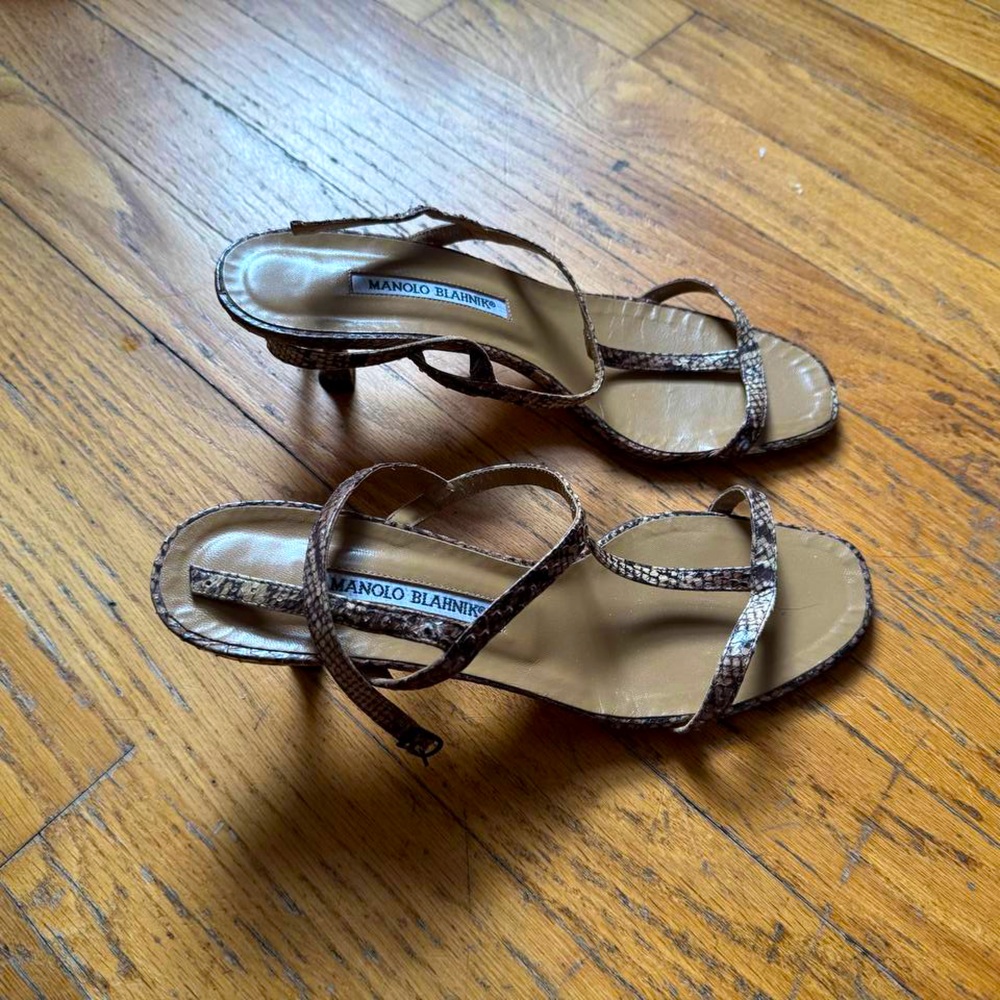 Manolo Blahnik Snakeskin Brown Heels EU40